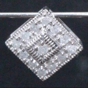 10K White Gold Diamond Accent Square Pendant
